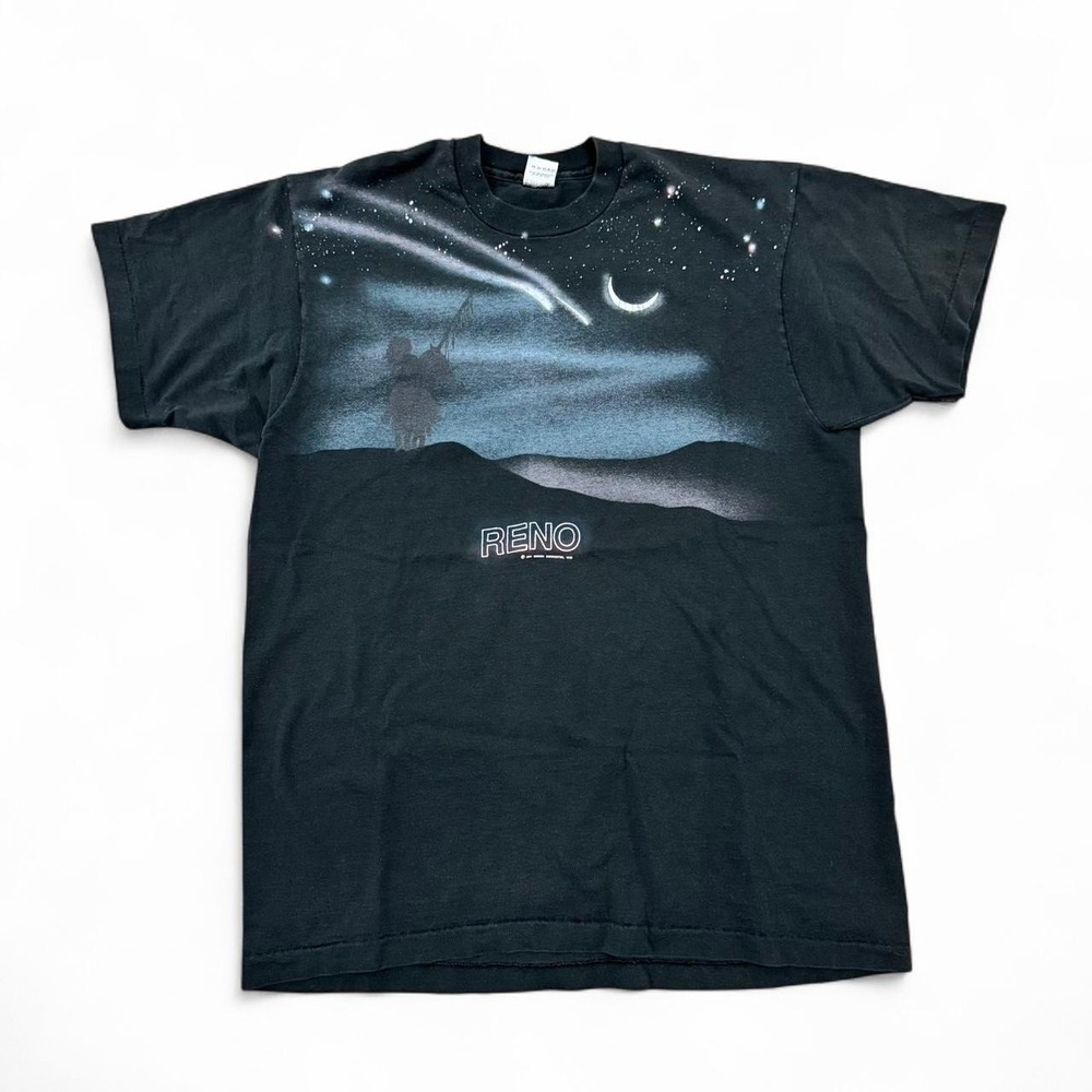 Vintage 90s Reno Nevada Single Stitch Black Graphic T-Shirt Mens XL Native